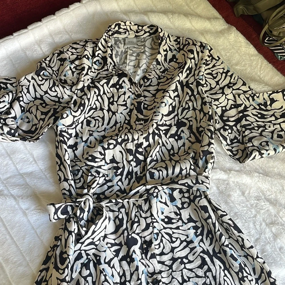 ICHI Jepia Pattern Midi Dress